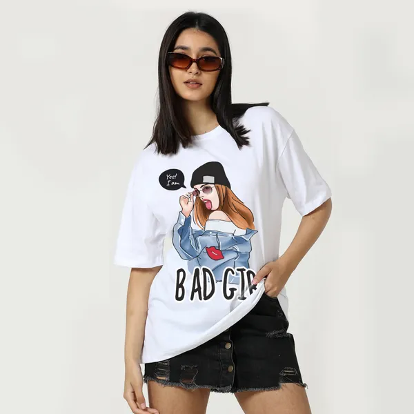 White_Cotton_Blend_Printed_Round_Neck_Half_Sleeve_Oversized_T-Shirt_For_Women