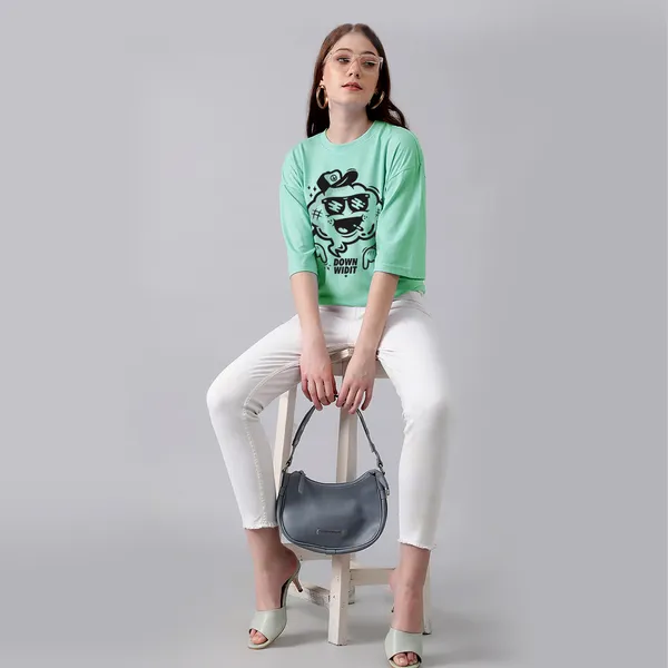 Green_Cotton_Blend_Printed_Round_Neck_Half_Sleeve_Oversized_T-Shirt_For_Women