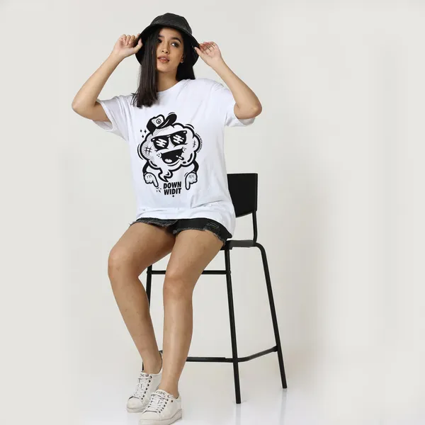White_Cotton_Blend_Printed_Round_Neck_Half_Sleeve_Oversized_T-Shirt_For_Women
