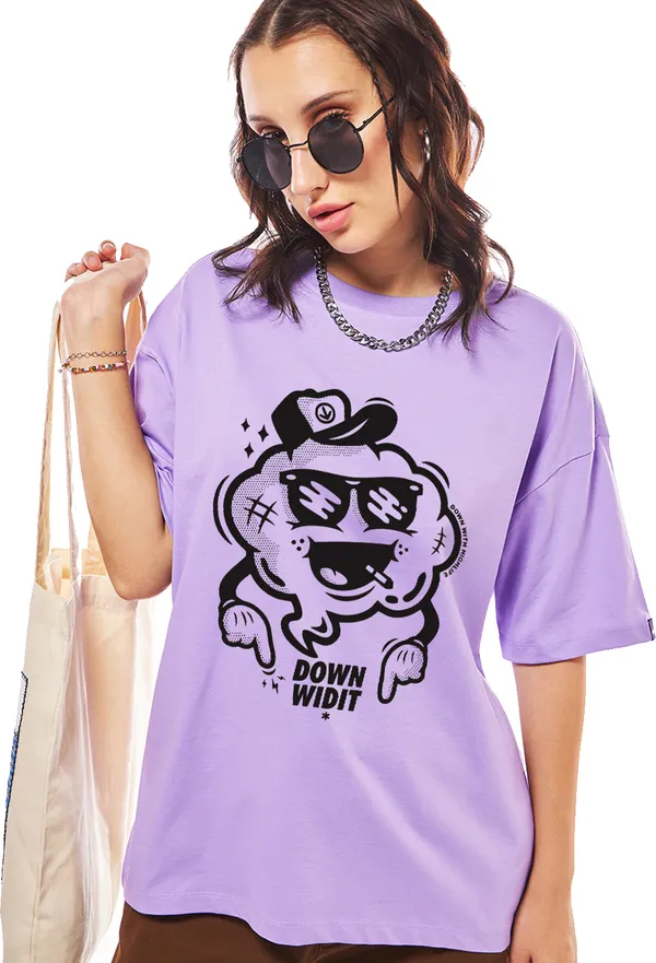 Purple_Cotton_Blend_Printed_Round_Neck_Half_Sleeve_Oversized_T-Shirt_For_Women