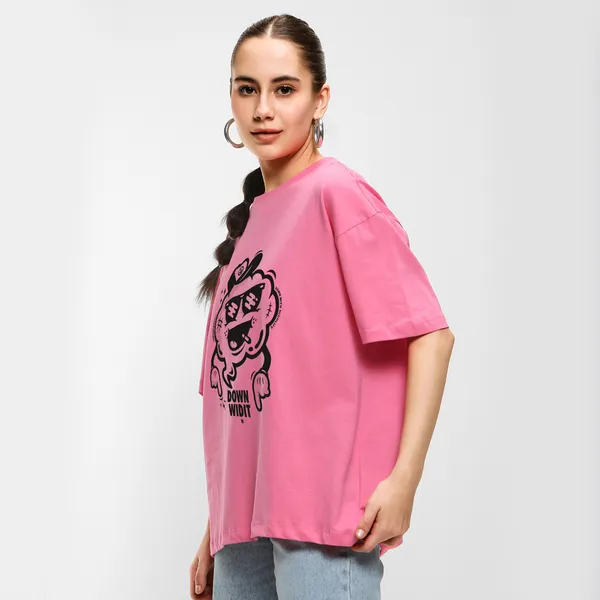 Pink_Cotton_Blend_Printed_Round_Neck_Half_Sleeve_Oversized_T-Shirt_For_Women