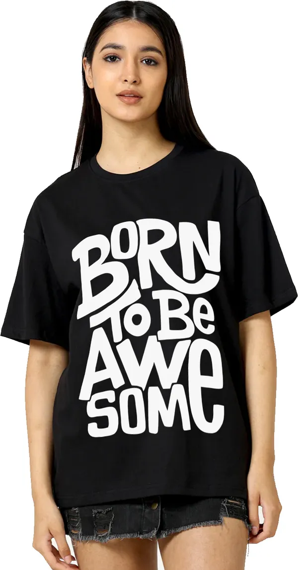 Black_Cotton_Blend_Printed_Round_Neck_Half_Sleeve_Oversized_T-Shirt_For_Women
