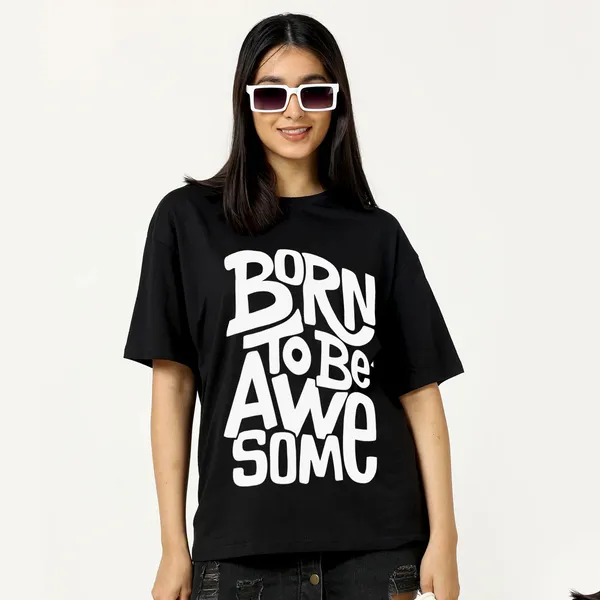 Black_Cotton_Blend_Printed_Round_Neck_Half_Sleeve_Oversized_T-Shirt_For_Women