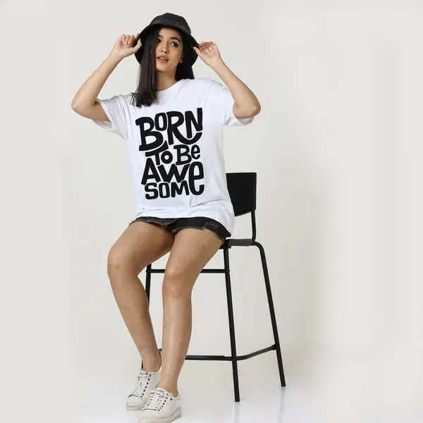 White_Cotton_Blend_Printed_Round_Neck_Half_Sleeve_Oversized_T-Shirt_For_Women