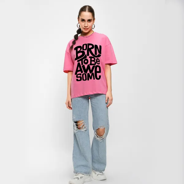 Pink_Cotton_Blend_Printed_Round_Neck_Half_Sleeve_Oversized_T-Shirt_For_Women