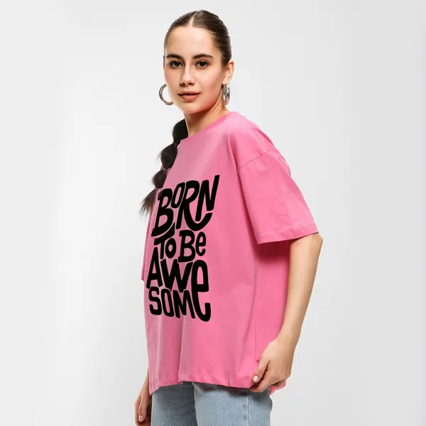Pink_Cotton_Blend_Printed_Round_Neck_Half_Sleeve_Oversized_T-Shirt_For_Women