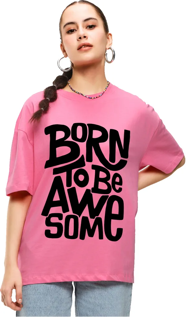 Pink_Cotton_Blend_Printed_Round_Neck_Half_Sleeve_Oversized_T-Shirt_For_Women