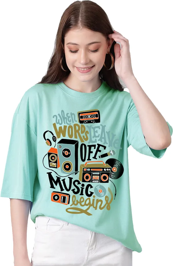 Green_Cotton_Blend_Printed_Round_Neck_Half_Sleeve_Oversized_T-Shirt_For_Women