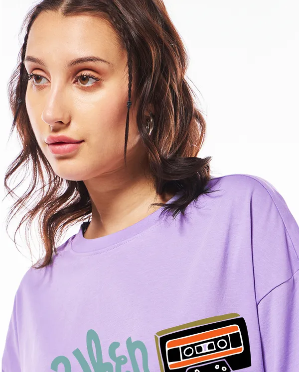 Purple_Cotton_Blend_Printed_Round_Neck_Half_Sleeve_Oversized_T-Shirt_For_Women