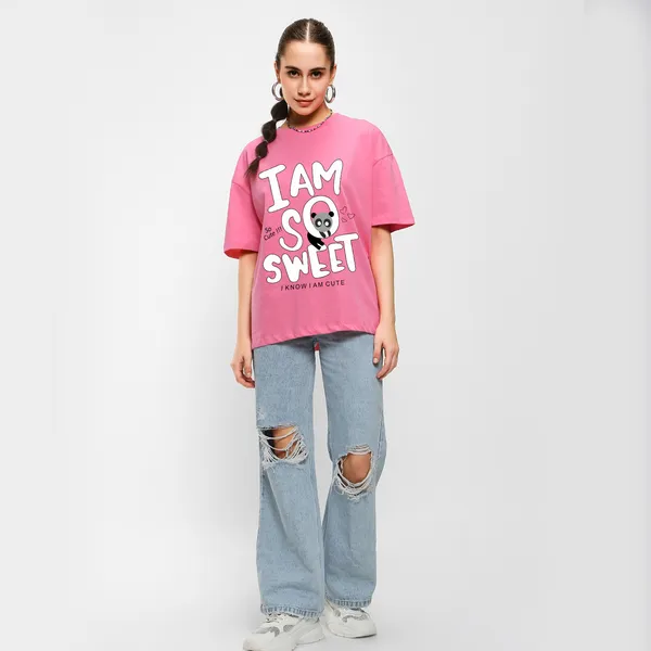 Pink_Cotton_Blend_Printed_Round_Neck_Half_Sleeve_Oversized_T-Shirt_For_Women