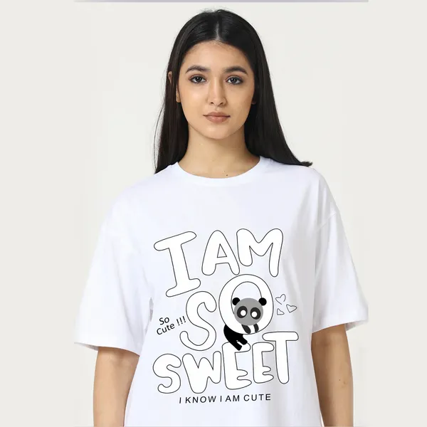 White_Cotton_Blend_Printed_Round_Neck_Half_Sleeve_Oversized_T-Shirt_For_Women