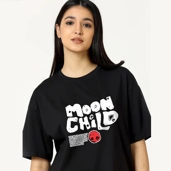 Black_Cotton_Blend_Printed_Round_Neck_Half_Sleeve_Oversized_T-Shirt_For_Women