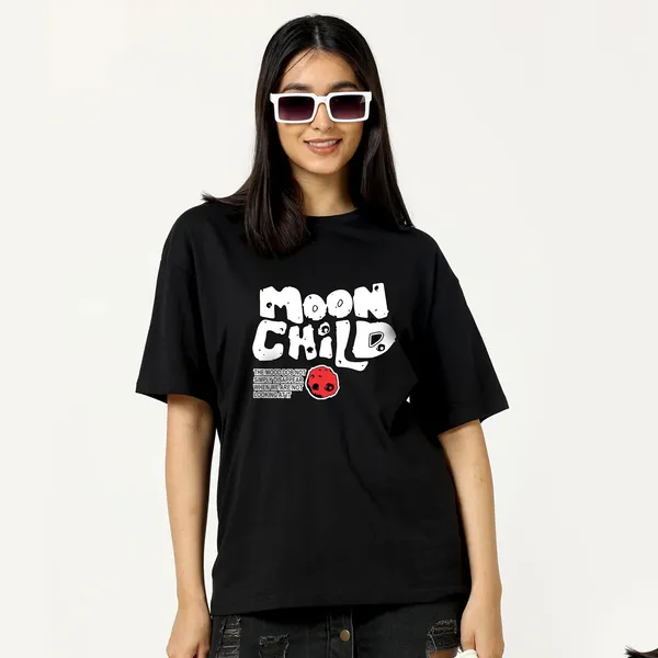 Black_Cotton_Blend_Printed_Round_Neck_Half_Sleeve_Oversized_T-Shirt_For_Women