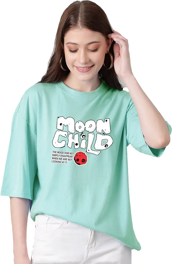 Green_Cotton_Blend_Printed_Round_Neck_Half_Sleeve_Oversized_T-Shirt_For_Women