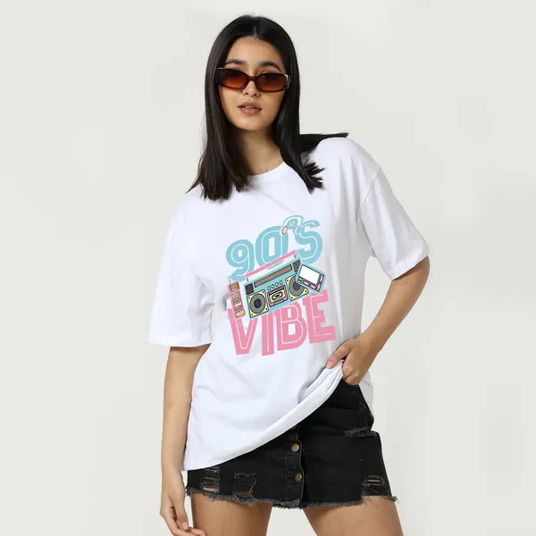 White_Cotton_Blend_Printed_Round_Neck_Half_Sleeve_Oversized_T-Shirt_For_Women