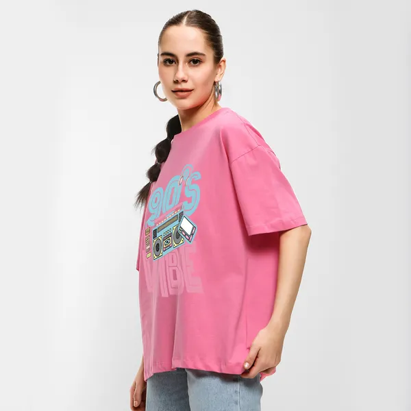 Pink_Cotton_Blend_Printed_Round_Neck_Half_Sleeve_Oversized_T-Shirt_For_Women
