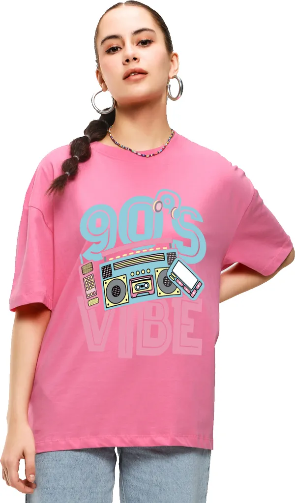 Pink_Cotton_Blend_Printed_Round_Neck_Half_Sleeve_Oversized_T-Shirt_For_Women