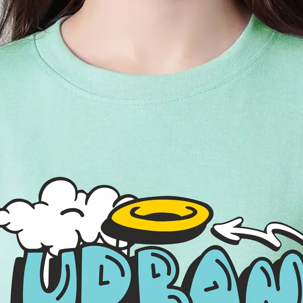 Green_Cotton_Blend_Printed_Round_Neck_Half_Sleeve_Oversized_T-Shirt_For_Women