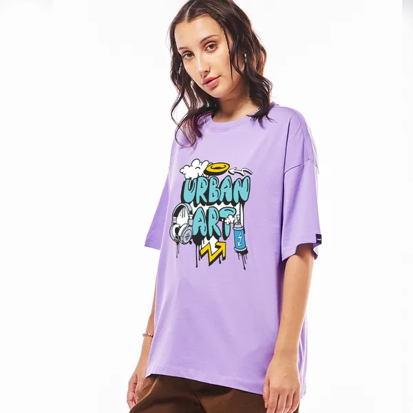 Purple_Cotton_Blend_Printed_Round_Neck_Half_Sleeve_Oversized_T-Shirt_For_Women