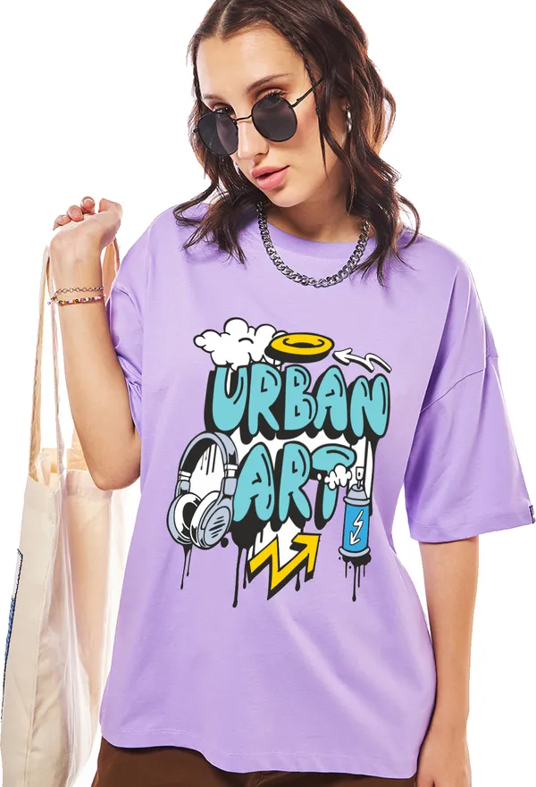 Purple_Cotton_Blend_Printed_Round_Neck_Half_Sleeve_Oversized_T-Shirt_For_Women