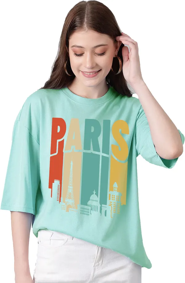 Green_Cotton_Blend_Printed_Round_Neck_Half_Sleeve_Oversized_T-Shirt_For_Women