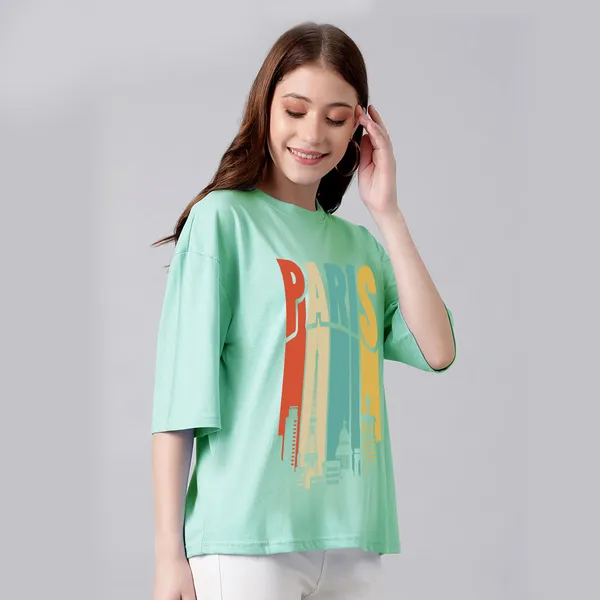 Green_Cotton_Blend_Printed_Round_Neck_Half_Sleeve_Oversized_T-Shirt_For_Women