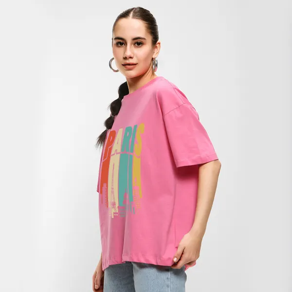 Pink_Cotton_Blend_Printed_Round_Neck_Half_Sleeve_Oversized_T-Shirt_For_Women