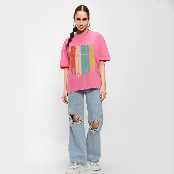 Pink_Cotton_Blend_Printed_Round_Neck_Half_Sleeve_Oversized_T-Shirt_For_Women