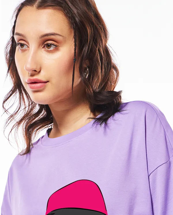Purple_Cotton_Blend_Printed_Round_Neck_Half_Sleeve_Oversized_T-Shirt_For_Women