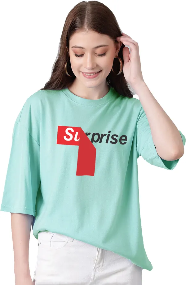 Green_Cotton_Blend_Printed_Round_Neck_Half_Sleeve_Oversized_T-Shirt_For_Women