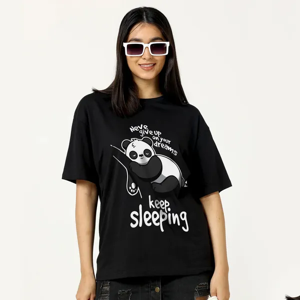 Black_Cotton_Blend_Printed_Round_Neck_Half_Sleeve_Oversized_T-Shirt_For_Women
