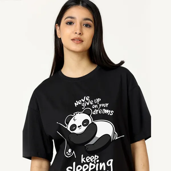 Black_Cotton_Blend_Printed_Round_Neck_Half_Sleeve_Oversized_T-Shirt_For_Women