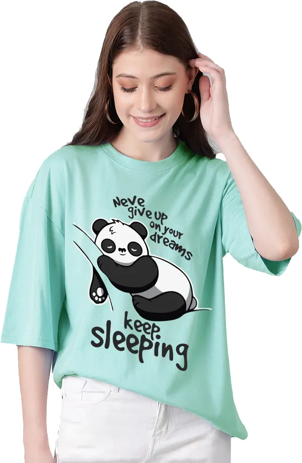 Green_Cotton_Blend_Printed_Round_Neck_Half_Sleeve_Oversized_T-Shirt_For_Women