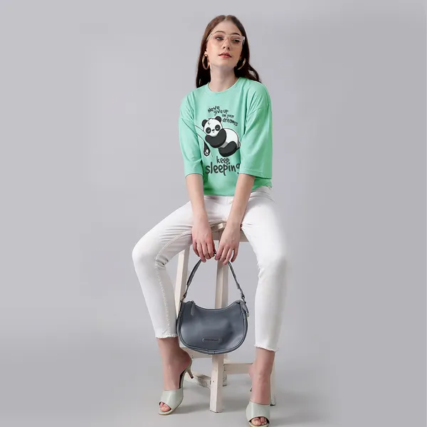 Green_Cotton_Blend_Printed_Round_Neck_Half_Sleeve_Oversized_T-Shirt_For_Women