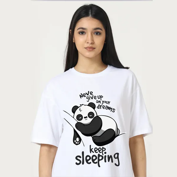 White_Cotton_Blend_Printed_Round_Neck_Half_Sleeve_Oversized_T-Shirt_For_Women