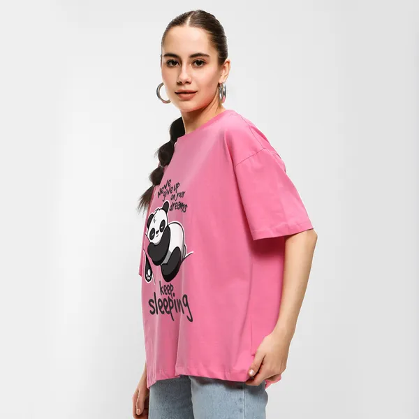 Pink_Cotton_Blend_Printed_Round_Neck_Half_Sleeve_Oversized_T-Shirt_For_Women