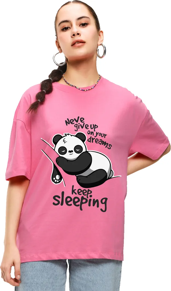 Pink_Cotton_Blend_Printed_Round_Neck_Half_Sleeve_Oversized_T-Shirt_For_Women