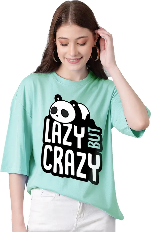 Green_Cotton_Blend_Printed_Round_Neck_Half_Sleeve_Oversized_T-Shirt_For_Women
