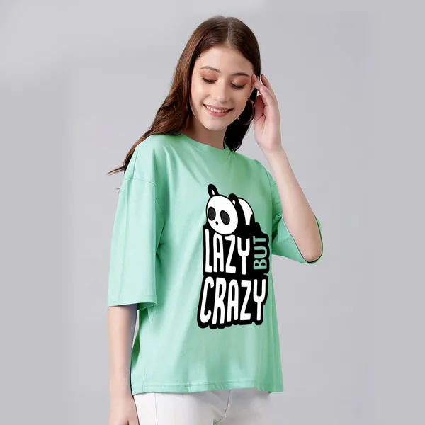 Green_Cotton_Blend_Printed_Round_Neck_Half_Sleeve_Oversized_T-Shirt_For_Women