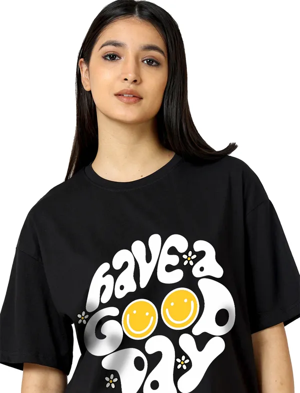 Black_Pure_Cotton_Printed_Round_Neck_Half_Sleeve_Oversized_T-Shirt_For_Women