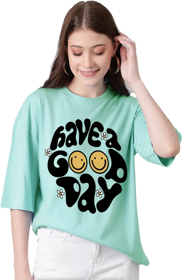 Green_Pure_Cotton_Printed_Round_Neck_Half_Sleeve_Oversized_T-Shirt_For_Women