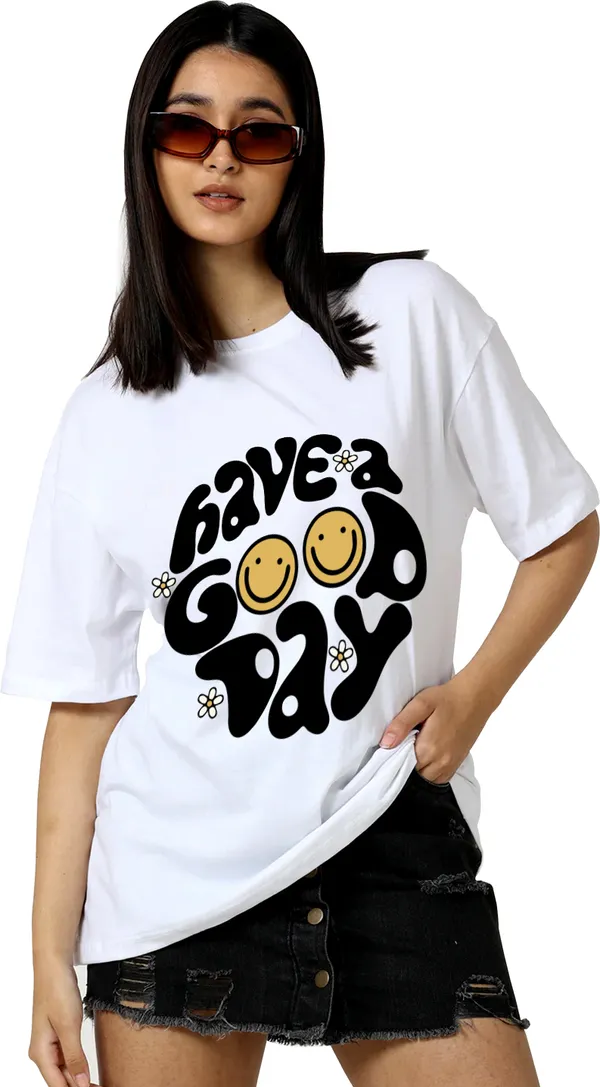 White_Pure_Cotton_Printed_Round_Neck_Half_Sleeve_Oversized_T-Shirt_For_Women