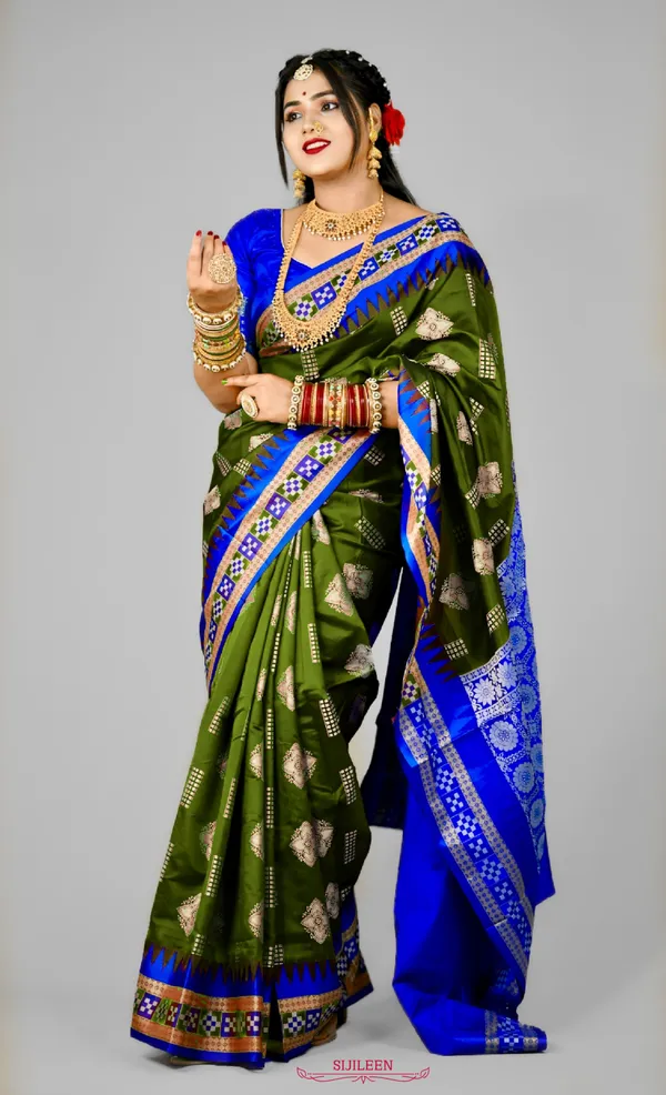 Green_Art_Silk_Synthetic_Temple_Border_Woven_Sambalpuri_Saree_For_Women