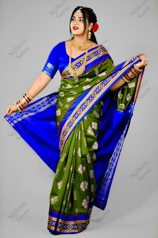 Green_Art_Silk_Synthetic_Temple_Border_Woven_Sambalpuri_Saree_For_Women