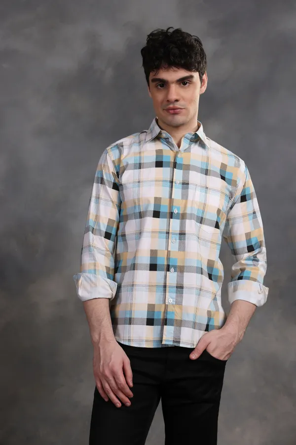 Multicolor_Plaid_Check_Cotton_Shirt_For_Men