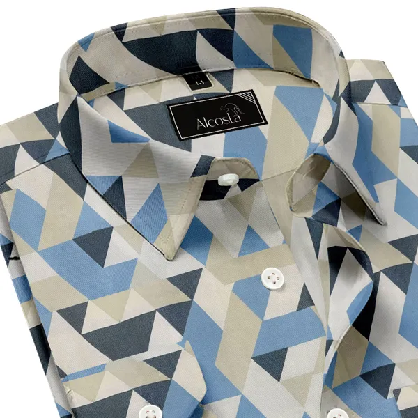 Blue_&_White_Triangle_Lycra_Print_Cotton_Shirt_For_Men