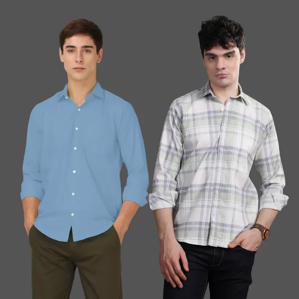 Pack_of_2_Solid_&_Checked_Cotton_Full_Sleeve_Formal_Shirts_For_Men