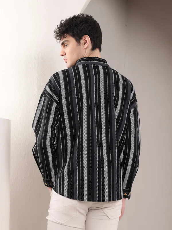 Black_Cotton_Full_Sleeve_Down_Shoulder_Printed_Shirts_For_Men