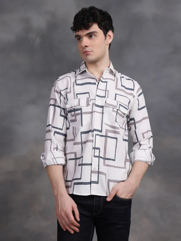 Blue_&_Brown_Cotton_Full_Sleeve_Matrix_Printed_Shirts_For_Men