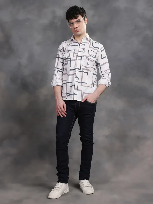 Blue_&_Brown_Cotton_Full_Sleeve_Matrix_Printed_Shirts_For_Men